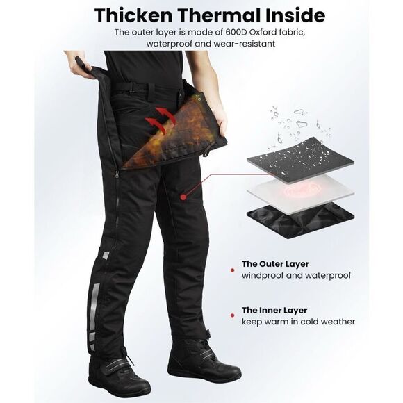 NEW WITH TAGS ILM Detachable Winter Motorcycle Riding Pants Men CE 2 Armored wit - Picture 4 of 16